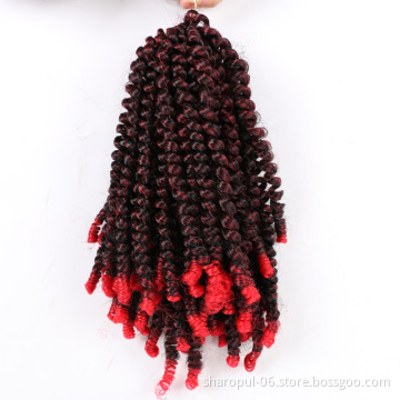 Spring twist  ombre color 8 inch synthetic crochet hair freetress curly hair extension for african black women